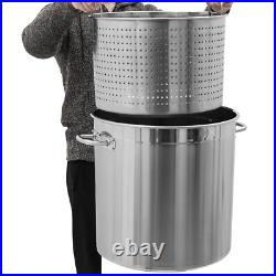 Round Stock Pot Stainless Steel Silver Cooking Steaming Fryer with Draining Bucket Round Stock Pot Stainless Steel Silver Cooking Steaming Fryer with Draining Bucket