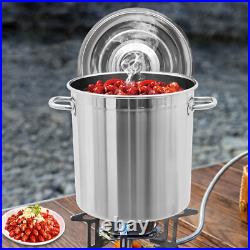 Round Stock Pot Stainless Steel Silver Cooking Steaming Fryer with Draining Bucket Round Stock Pot Stainless Steel Silver Cooking Steaming Fryer with Draining Bucket