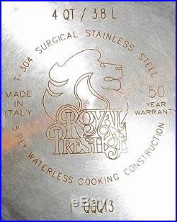 Royal Prestige 4 Quart Stock Pot T304 Surgical Stainless Steel 5 Ply