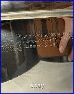 Royal Prestige 6 QT Stock Pot Surgical Steel Titanium Copper Silver Poacher Lid