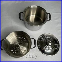 Royal Prestige T304 Surgical Stainless 4qt Stockpot Steamer Strainer + Lid Italy