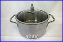 Ruffoni Omegna Hammered Stainless Steel StockPot Covered Lid Pineapple 6 qt