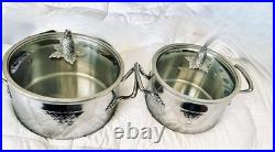 Ruffoni Opus Prima 6Qt(24cm) AND 4Qt Hammered Stainless Stockpots-Pair
