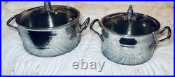 Ruffoni Opus Prima 6Qt(24cm) AND 4Qt Hammered Stainless Stockpots-Pair