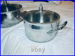 Ruffoni Opus Prima 6Qt(24cm) AND 4Qt Hammered Stainless Stockpots-Pair