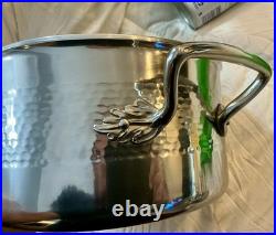 Ruffoni Opus Prima 6Qt(24cm) AND 4Qt Hammered Stainless Stockpots-Pair