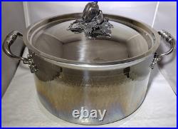Ruffoni Opus Prima 8Qt Hammered Stainless Stockpot with Bell Pepper Knob Lid Italy