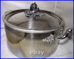 Ruffoni Opus Prima 8Qt Hammered Stainless Stockpot with Bell Pepper Knob Lid Italy