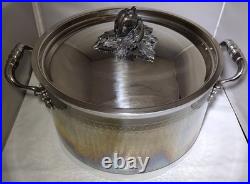 Ruffoni Opus Prima 8Qt Hammered Stainless Stockpot with Bell Pepper Knob Lid Italy