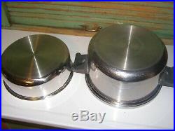 SALADMASTER T304S 6 Quart Stainless Steel Stock Pot & 4 qt w dome lids