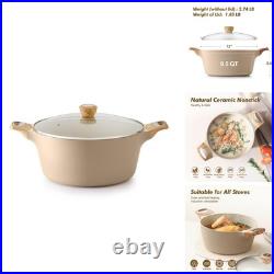 SENSARTE Ceramic Nonstick Stock Pot 2.6/4.5/6.6/8.5/11 QT Taupe Induction