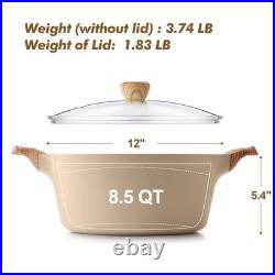 SENSARTE Ceramic Nonstick Stock Pot 2.6/4.5/6.6/8.5/11 QT Taupe Induction
