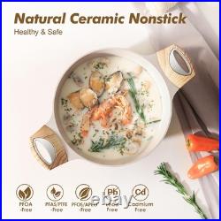 SENSARTE Ceramic Nonstick Stock Pot 2.6/4.5/6.6/8.5/11 QT Taupe Induction