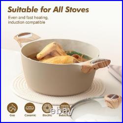 SENSARTE Ceramic Nonstick Stock Pot 2.6/4.5/6.6/8.5/11 QT Taupe Induction
