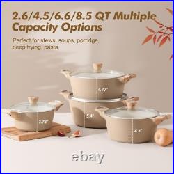 SENSARTE Ceramic Nonstick Stock Pot 2.6/4.5/6.6/8.5/11 QT Taupe Induction