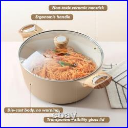 SENSARTE Ceramic Nonstick Stock Pot 2.6/4.5/6.6/8.5/11 QT Taupe Induction SENSARTE Ceramic Nonstick Stock Pot 2.6/4.5/6.6/8.5/11 QT Taupe Induction