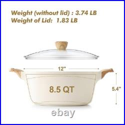 SENSARTE Ceramic Nonstick Stock Pot with Lid, 2.6/4.5/6.6/8.5/11 QT Soup Pot