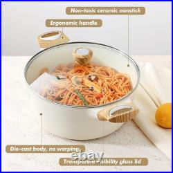 SENSARTE Ceramic Nonstick Stock Pot with Lid, 2.6/4.5/6.6/8.5/11 QT Soup Pot