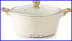 SENSARTE Ceramic Nonstick Stock Pot with Lid, 8.5 Quarts, White