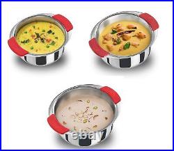SET OF 3PCS Hawkins Stainless Steel Tri-Ply Patila/Milk Pot Tope Induction Base