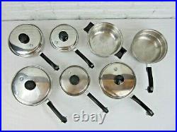 Salad Master 18-8 Tri-Clad Stainless Steel 12 Pc Cookware Pans T304S Lids USA