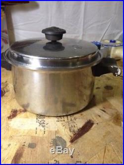 Salad Master Stainless Steel 3 QT Stock Sauce Pan Pot 2 Handles 18-8 Tri-clad