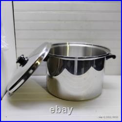 Saladmaster 16 Qt Stockpot T304S Surgical Stainless Dutch Oven Fry Saute Pan Lid