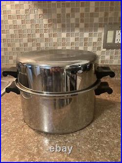 Saladmaster 18-8 Tri-Clad 6 Qt Stainless Steel Stock Pot Dutch Oven w Dome Lid