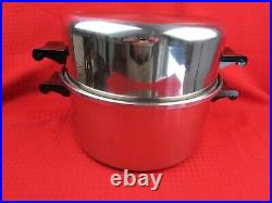 Saladmaster 6 Qt Stock Pot Dutch Oven Dome Lid 18-8 Tri clad stainless+ egg tray