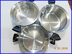 Saladmaster 7 Qt Stock Pot Steamer & Two Lids Stainless Tp304-316 Surgical Stain