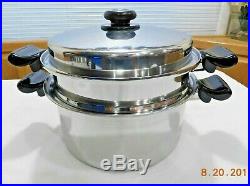Saladmaster 7 Qt Stock Pot Steamer & Two Lids Stainless Tp304-316 Surgical Stain