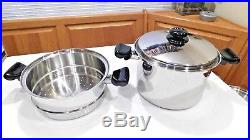 Saladmaster 8 Qt Stock Pot & Steamer T304s Stainless Steel Waterless Cookware