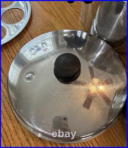 Saladmaster Dutch Oven Stock Pot WithDome Lid & Egg Poacher 18-8 Tri Clad SS USA
