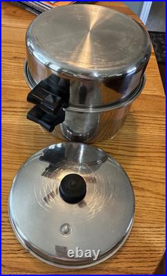 Saladmaster Dutch Oven Stock Pot WithDome Lid & Egg Poacher 18-8 Tri Clad SS USA