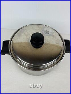 Saladmaster T304S Stainless Steel 4 Qt Mini Stock Pot Vapor Lid with Pudding Pan