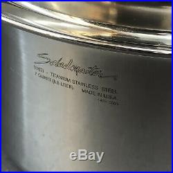 Saladmaster Titanium Stainless 7 Quart Stock Pot & Vapo Lid Cookware USA 316ti
