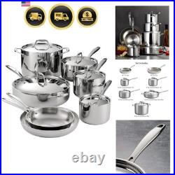 Signature Tri-Ply Clad Stainless Steel 12-Piece Cookware Set with Lids, Pots