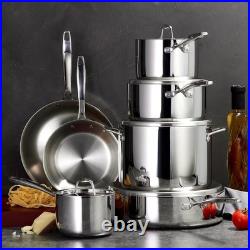 Signature Tri-Ply Clad Stainless Steel 12-Piece Cookware Set with Lids, Pots
