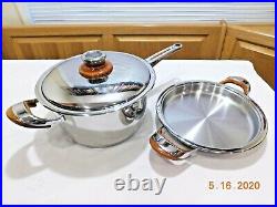 Silga Ekologa Cookware Round Griddle & 6 Qt Stock Pot Stainless Induction Italy