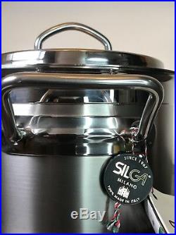 Silga Teknika Steel Soup Stock Pot 22cm Pan 8.5 12020 Italy Layered Bottom NWT