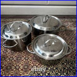 Silit Stainless Steel Stockpot Set Three-Piece with Lids Electric Gas Induction