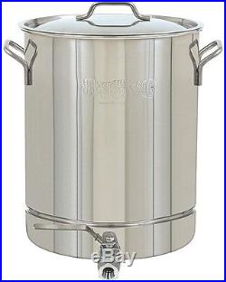 Silver 10-Gallon Stainless Steel Stock Pot Spigot Oven Safe Kitchen 3-Piece Gift