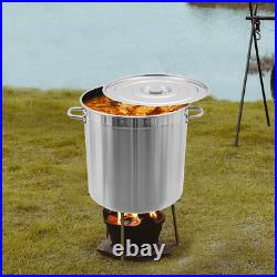 Silver 74L Stock Pot Stainless Steel Kitchen Soup Cooking Steaming Fryer Round Silver 74L Stock Pot Stainless Steel Kitchen Soup Cooking Steaming Fryer Round
