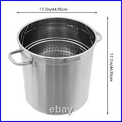 Silver 74L Stock Pot Stainless Steel Kitchen Soup Cooking Steaming Fryer Round Silver 74L Stock Pot Stainless Steel Kitchen Soup Cooking Steaming Fryer Round