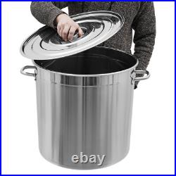 Silver 74L Stock Pot Stainless Steel Kitchen Soup Cooking Steaming Fryer Round Silver 74L Stock Pot Stainless Steel Kitchen Soup Cooking Steaming Fryer Round
