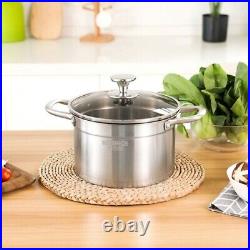 Soup Pot With Glass Lid Kitchen 4L Stainless Steel Stew Cooking Nonstick