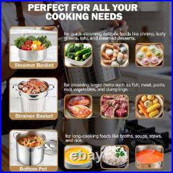 Stainless Steel 12 Quart Pasta Pot Set with Strainer Insert & Lid 4 Pieces