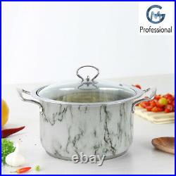 Stainless Steel Casserole Induction Base Deep Stockpot Set Cooking Pot With Lid
