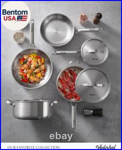 Stainless Steel Cookware Set, 14 Pcs Tir-Ply Pots and Pans Set, PFOA&PTFE Free