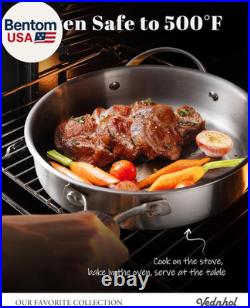 Stainless Steel Cookware Set, 14 Pcs Tir-Ply Pots and Pans Set, PFOA&PTFE Free